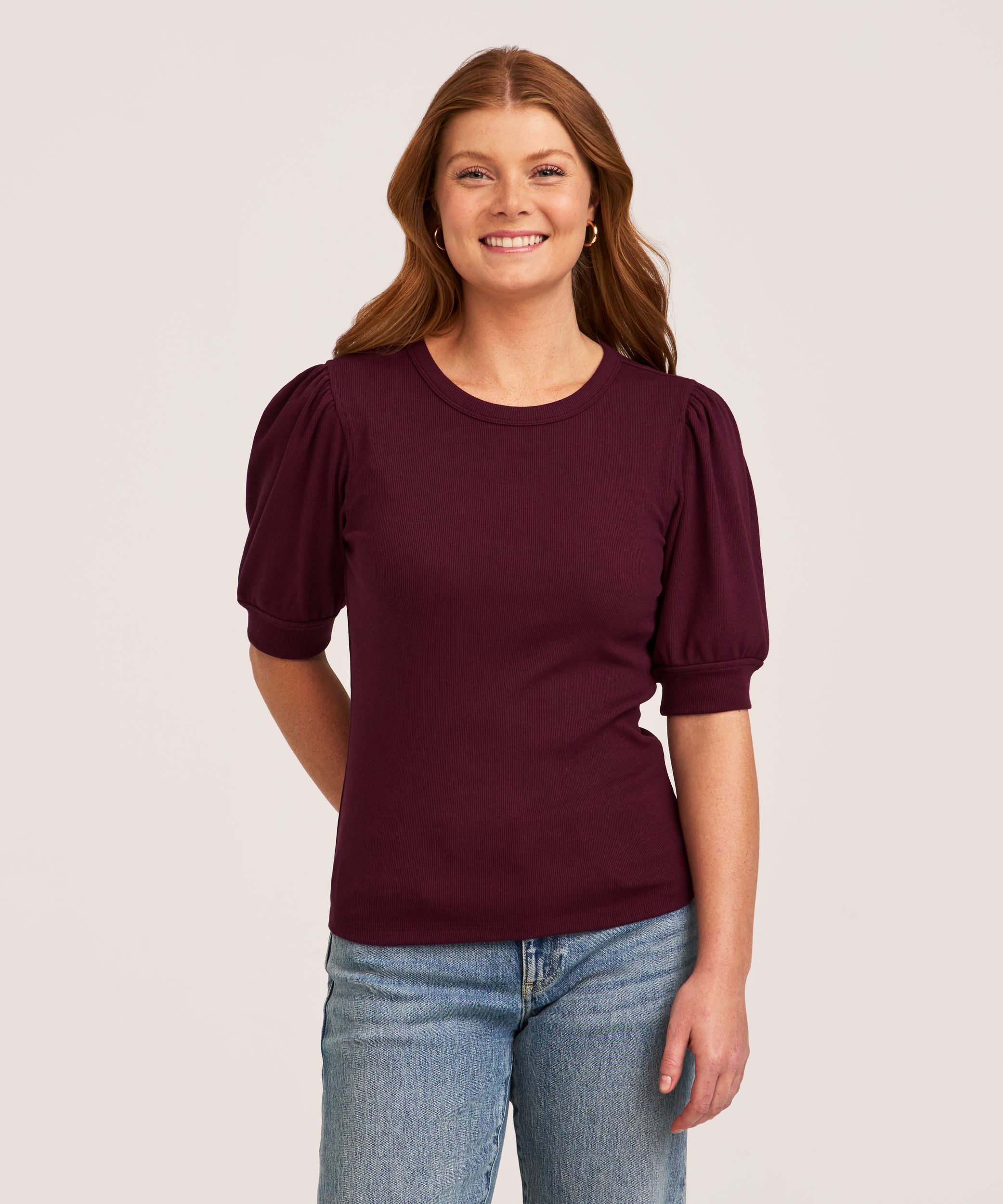 Denver Hayes Women's Elbow Sleeve Crew Neck Rib Shirt