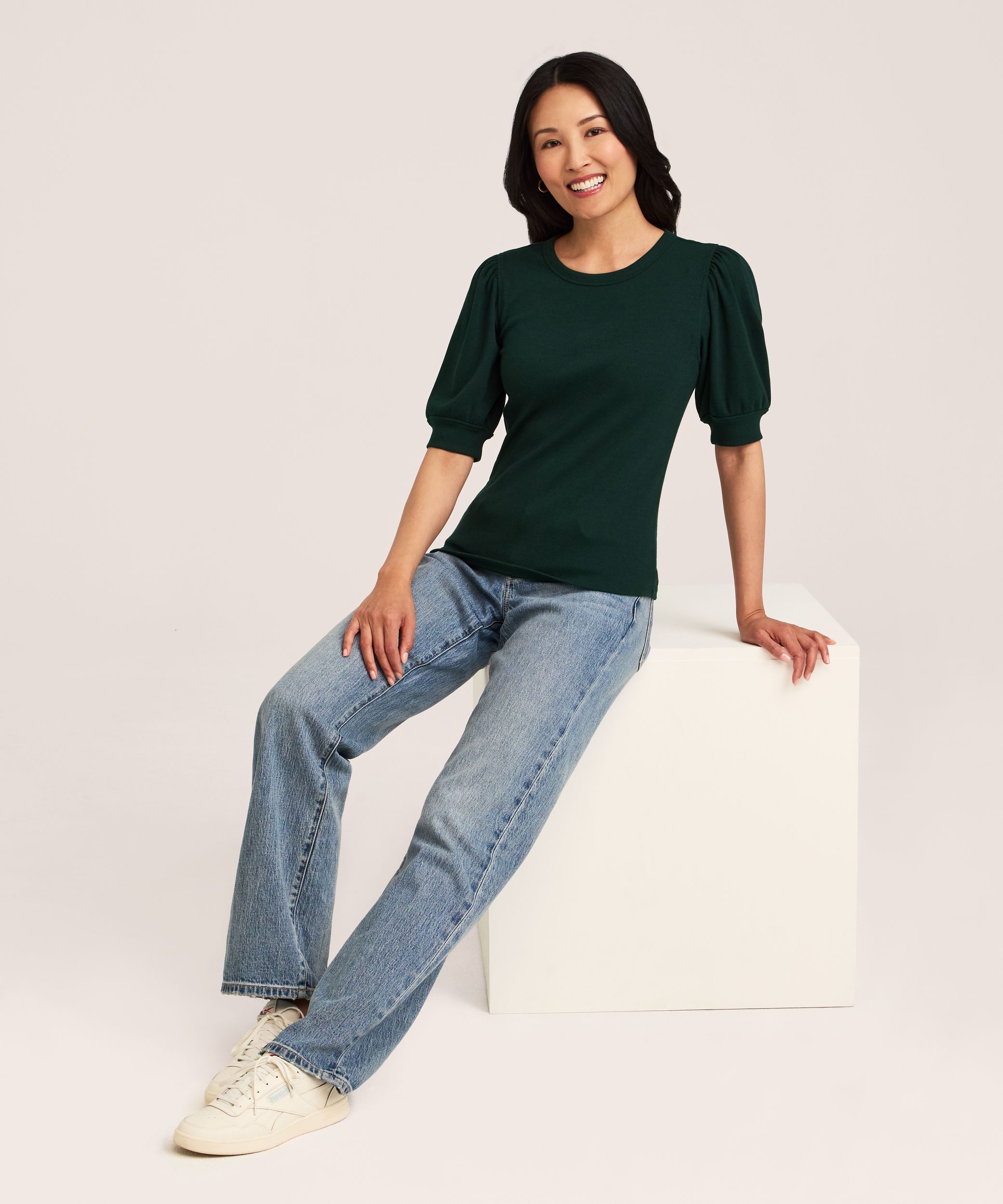 Denver Hayes Women's Elbow Sleeve Crew Neck Rib Shirt