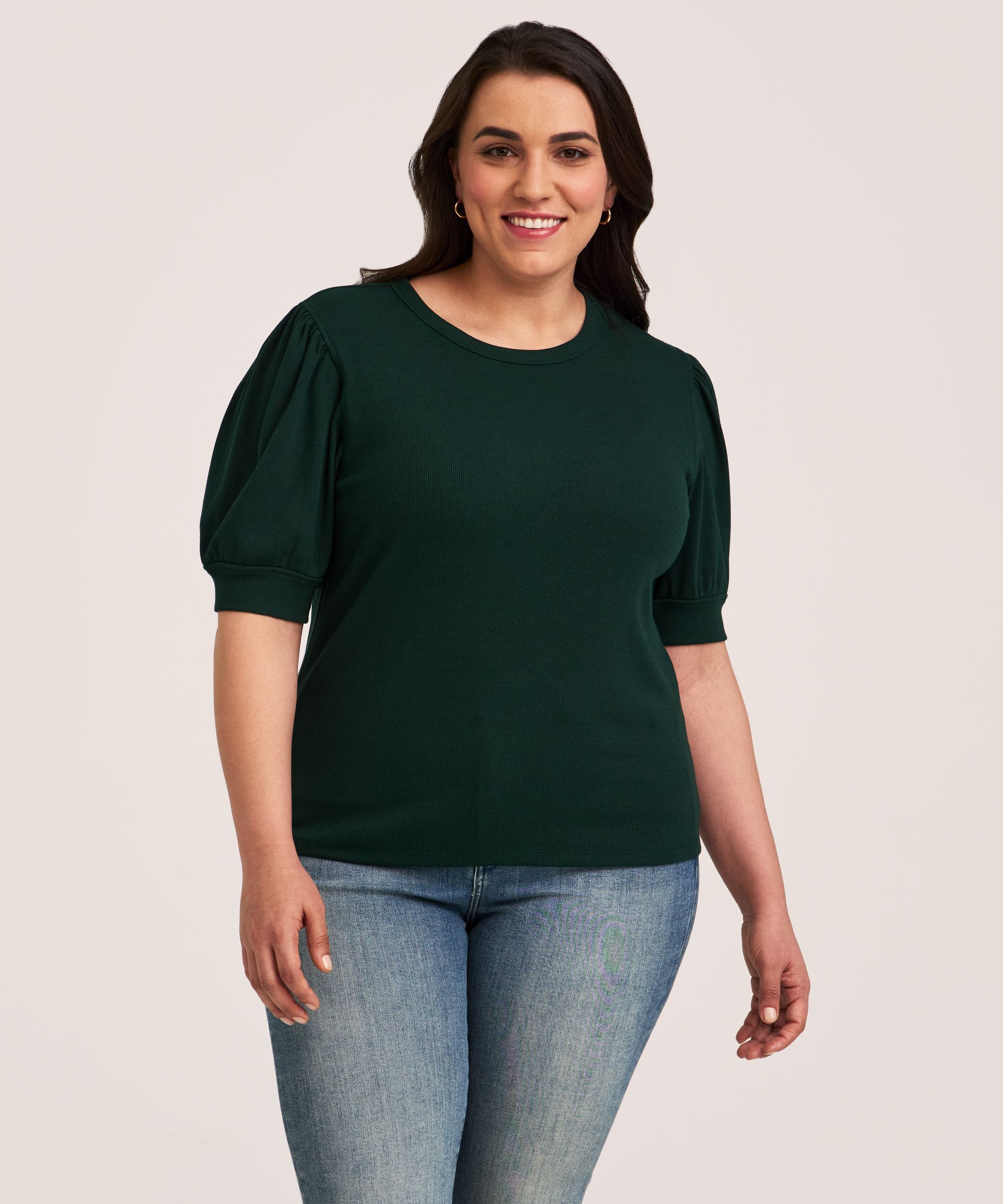 Denver Hayes Women's Elbow Sleeve Crew Neck Rib Shirt