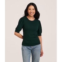 Denver Hayes Women's Elbow Sleeve Crew Neck Rib Shirt