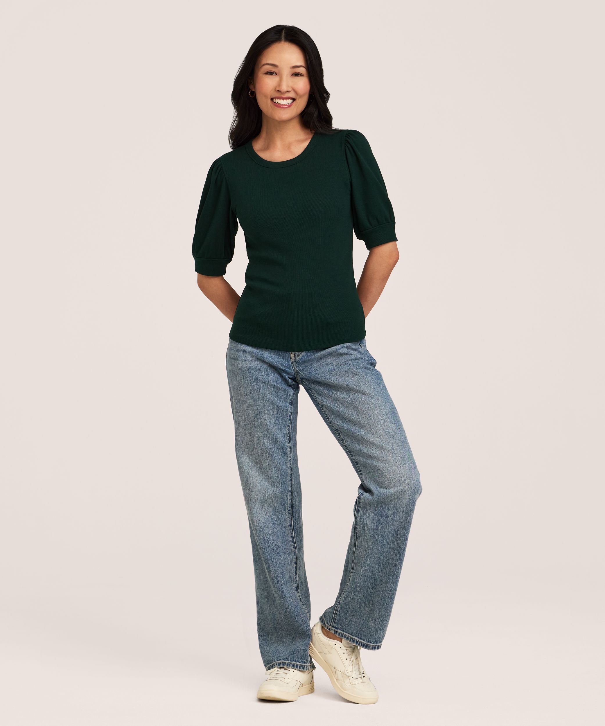 Denver Hayes Women's Elbow Sleeve Crew Neck Rib Shirt