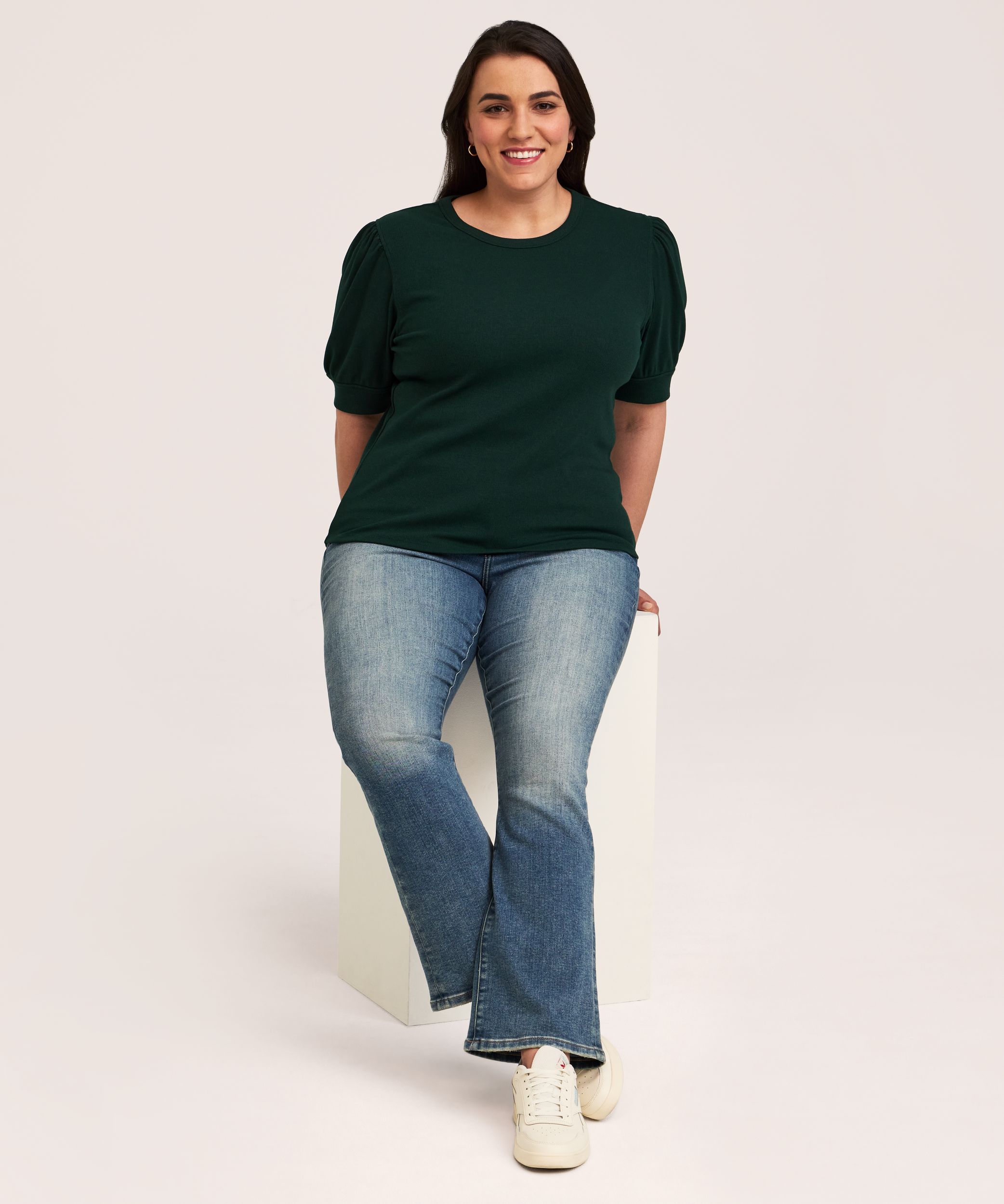 Denver Hayes Women's Elbow Sleeve Crew Neck Rib Shirt