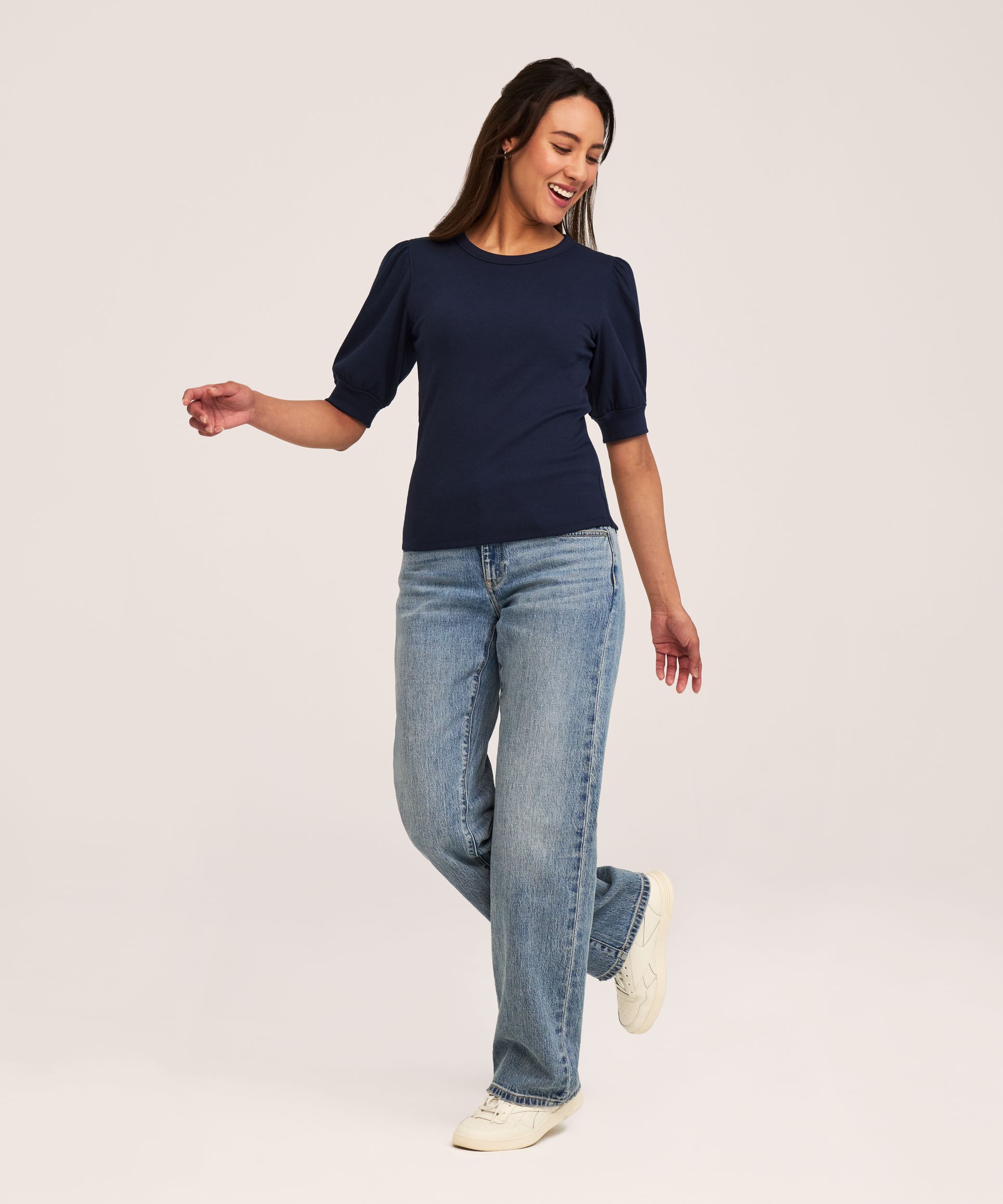 Denver Hayes Women's Elbow Sleeve Crew Neck Rib Shirt