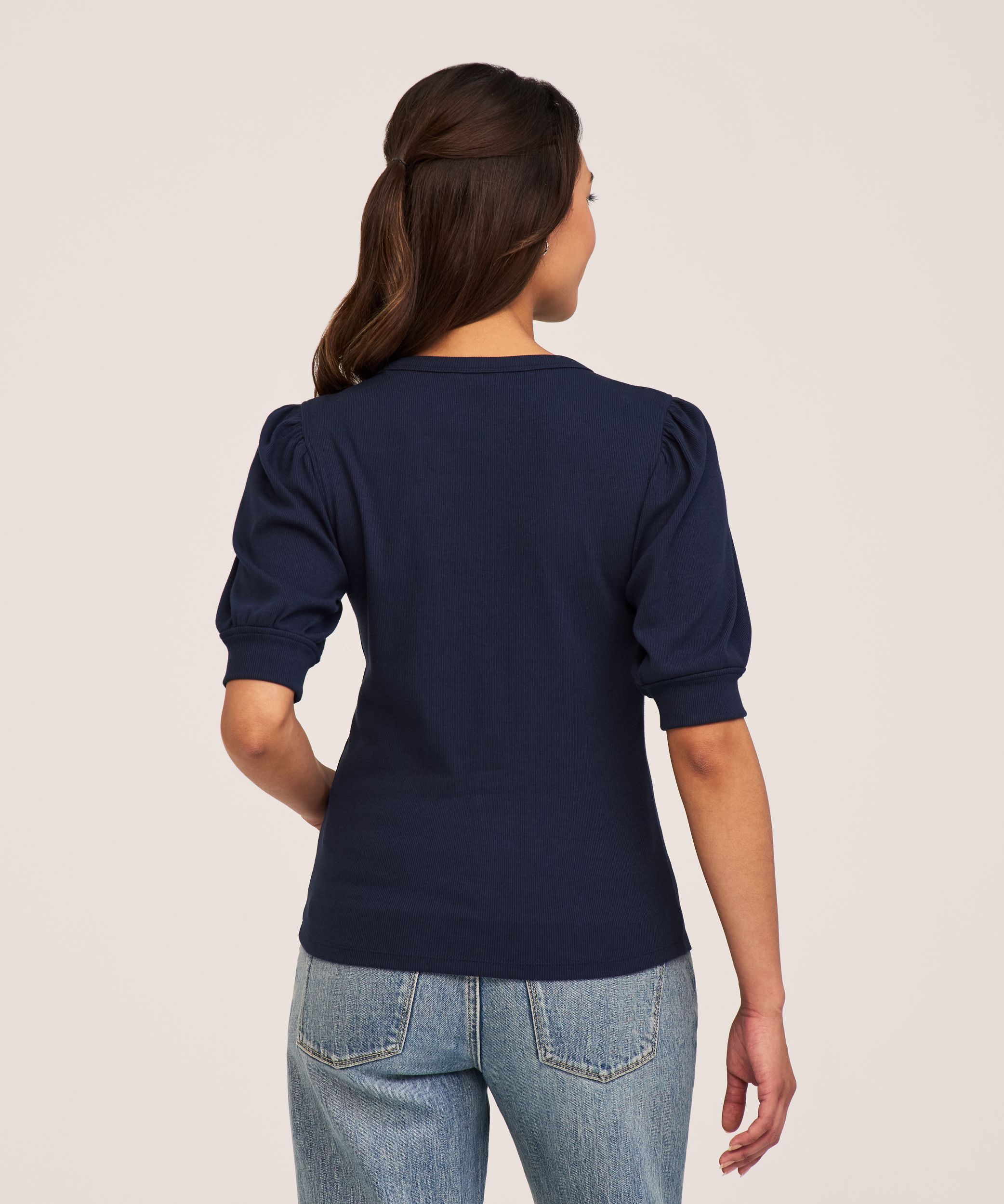 Denver Hayes Women's Elbow Sleeve Crew Neck Rib Shirt