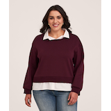 Denver Hayes Long Sleeve Shirt Collar Mixed Media Popover Shirt Front_Flat