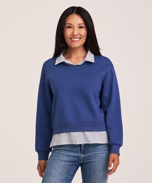 Chemise à manches longues à enfiler en tissus mixtes et à col, Denver Hayes
