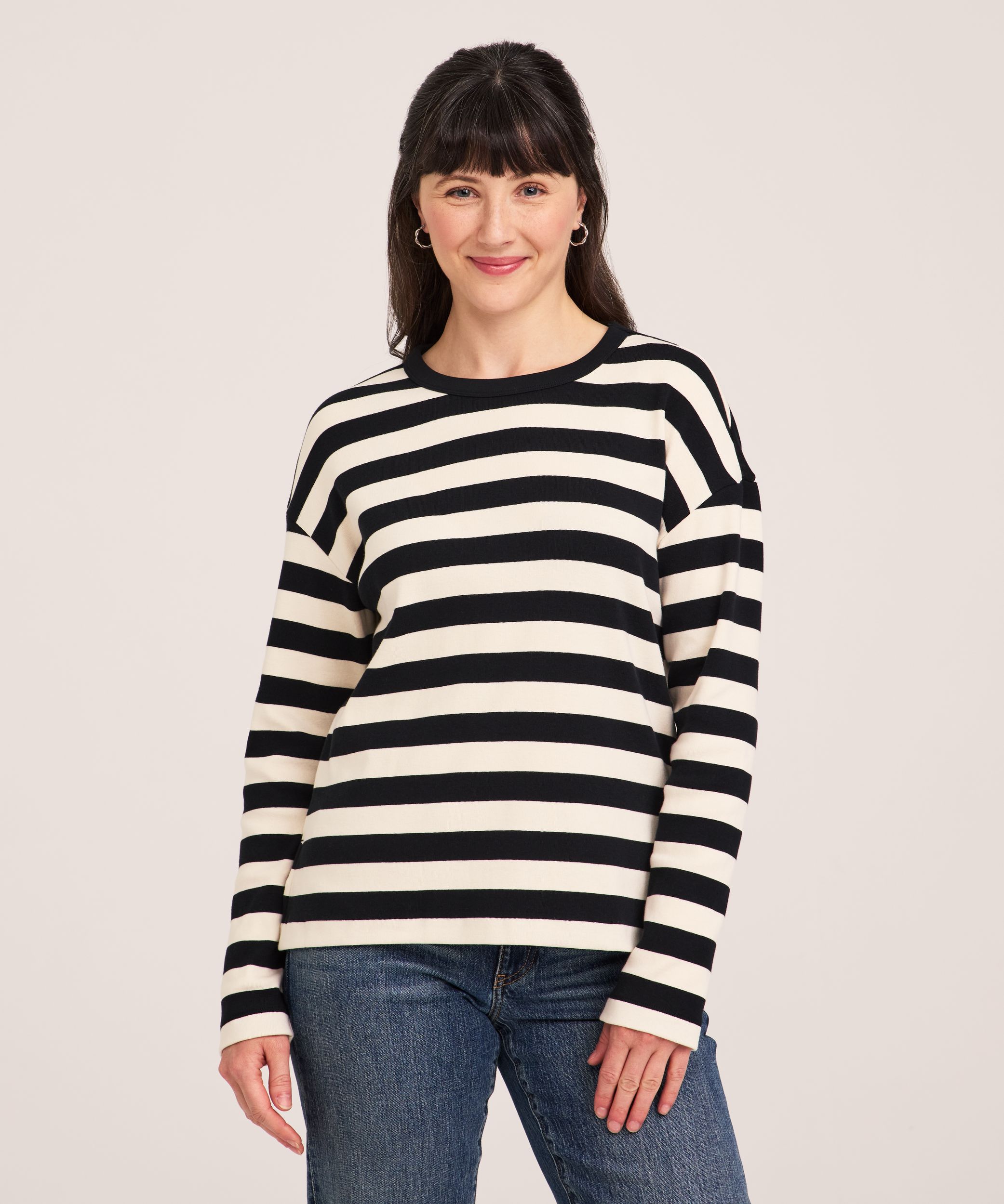 Denver Hayes Women's Long Sleeve Heavy Weight Structured Cotton Top