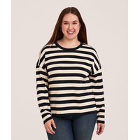 Denver Hayes Women's Long Sleeve Heavy Weight Structured Cotton Top Front_Flat
