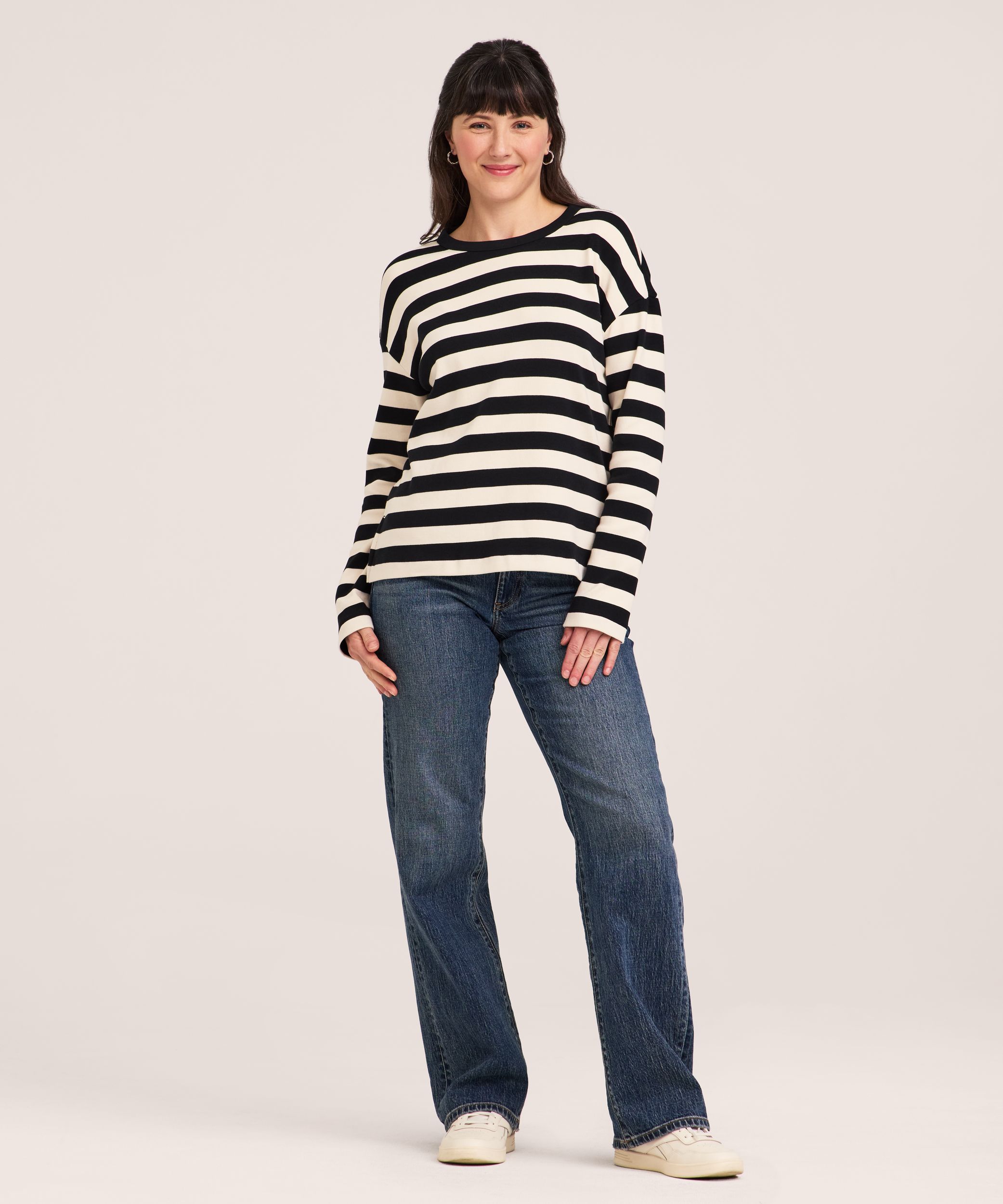 Denver Hayes Women's Long Sleeve Heavy Weight Structured Cotton Top