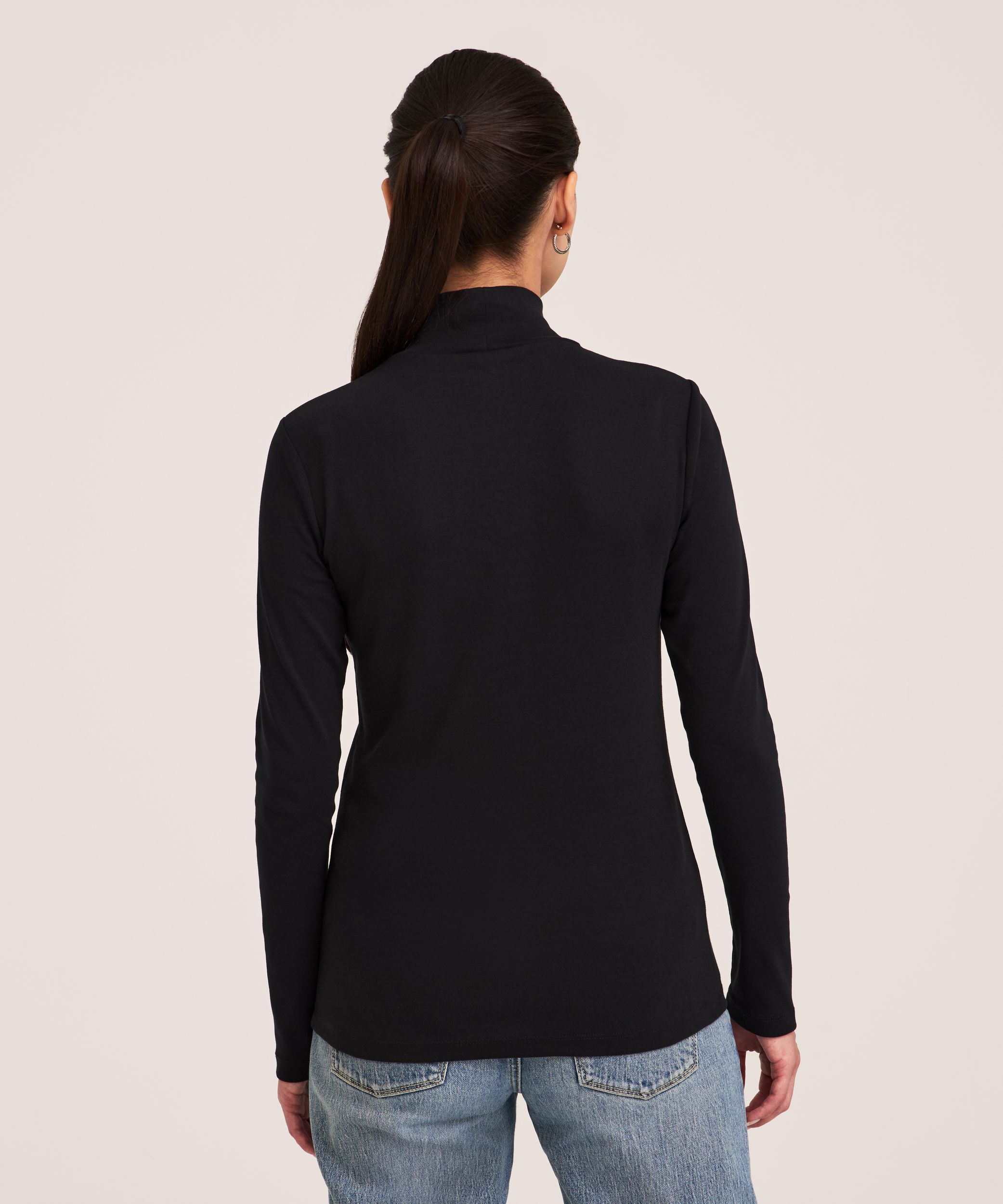 T-shirt ajusté à col cheminée et à manches longues pour femmes, Denver Hayes