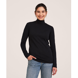 Denver Hayes Women's Long Sleeve Fitted Mock Neck Top Front_Flat