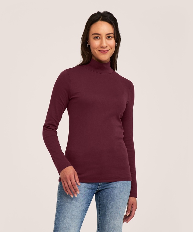 T-shirt ajusté à col cheminée et à manches longues pour femmes, Denver Hayes