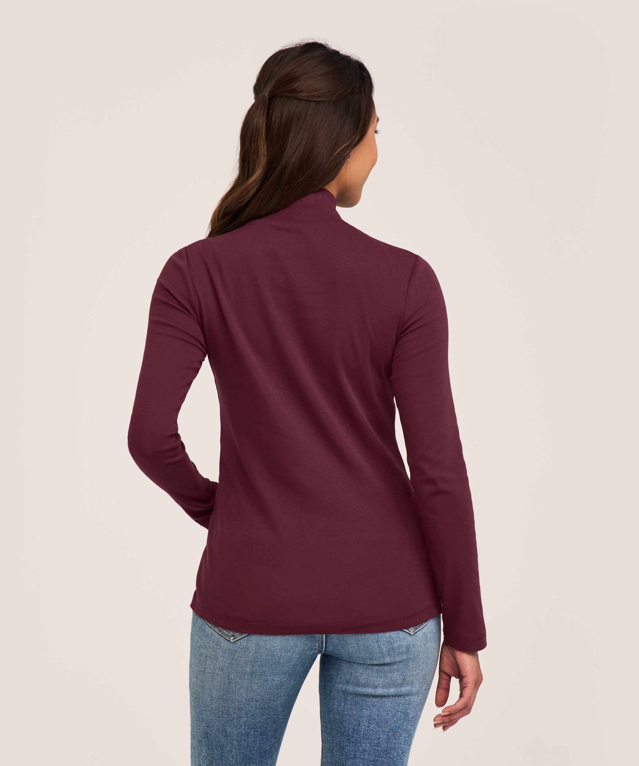 Denver Hayes Women's Long Sleeve Fitted Mock Neck Top