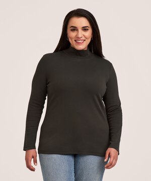 T-shirt ajusté à col cheminée et à manches longues pour femmes, Denver Hayes