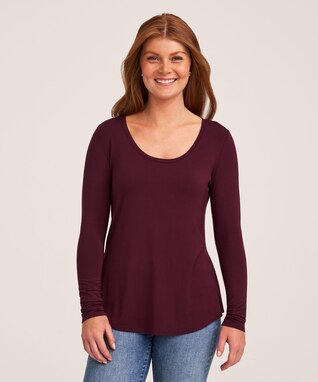 Denver Hayes Women's Long Sleeve Relaxed Scoop Neck T-Shirt