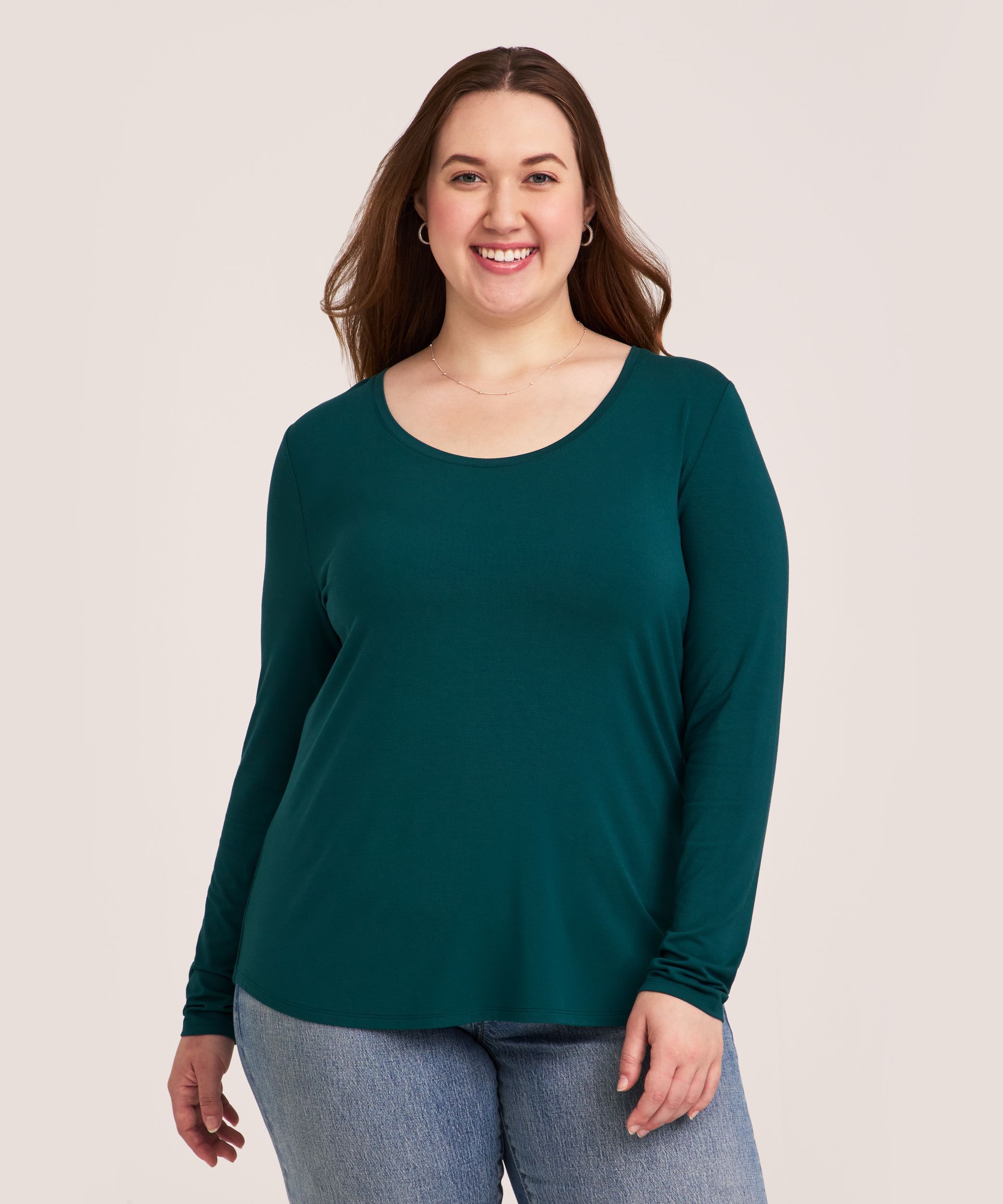 Denver Hayes Women's Long Sleeve Relaxed Scoop Neck T-Shirt