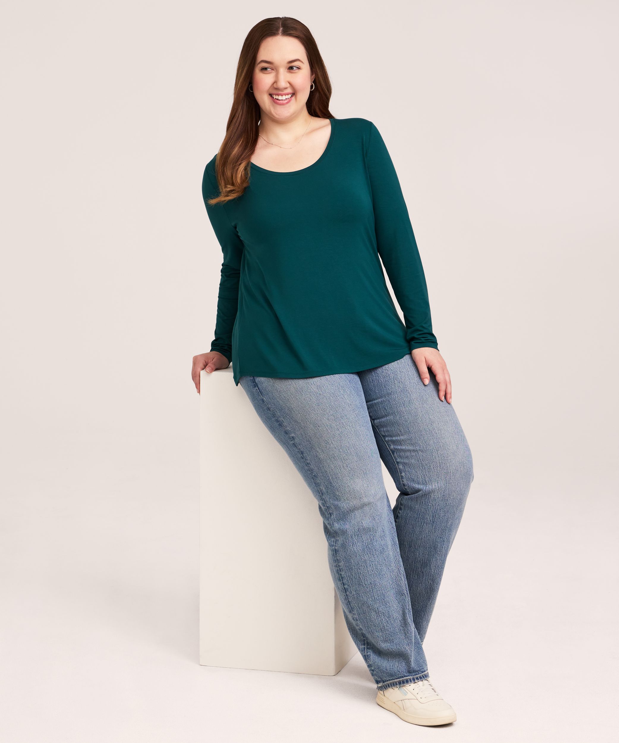 Denver Hayes Women's Long Sleeve Relaxed Scoop Neck T-Shirt