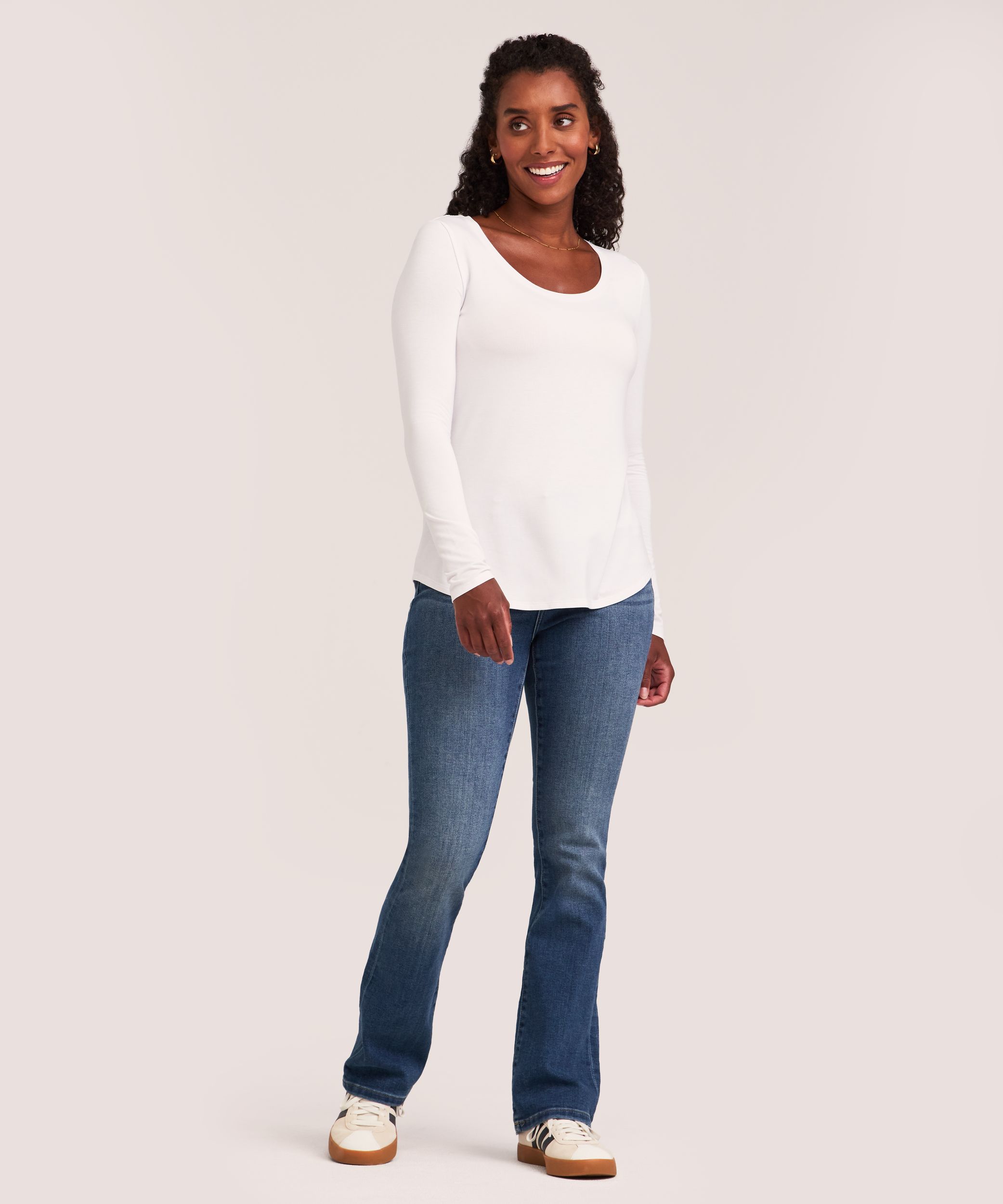 T-shirt décontracté à encolure échancrée et à manches longues pour femmes, Denver Hayes