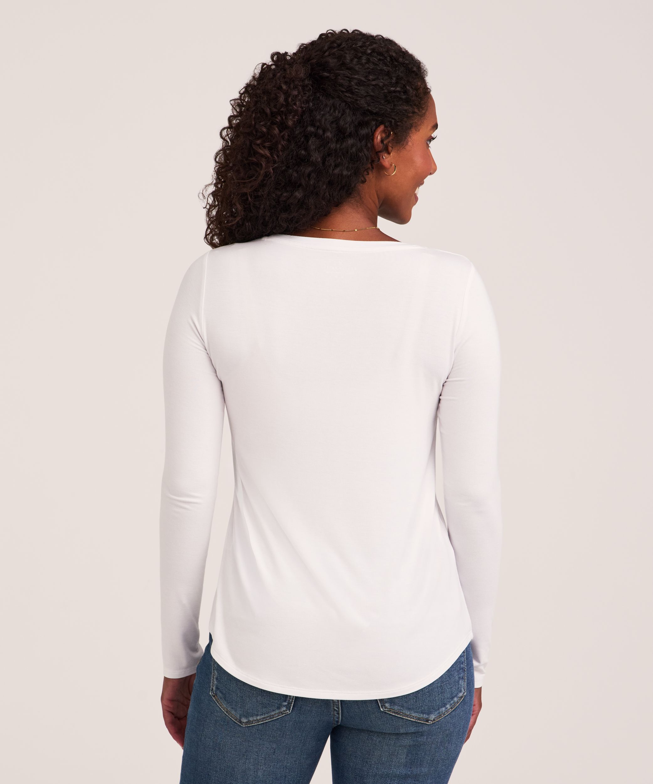 T-shirt décontracté à encolure échancrée et à manches longues pour femmes, Denver Hayes