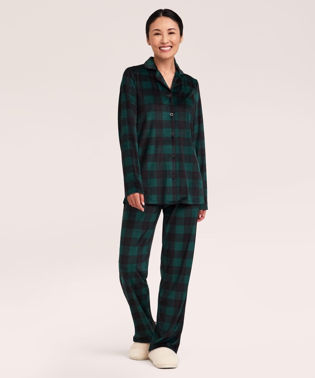 Ensemble de pyjama 2 pièces en micropeluche brossée pour femmes, Denver Hayes