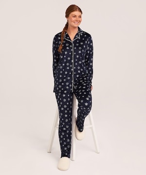Ensemble de pyjama 2 pièces en micropeluche brossée pour femmes, Denver Hayes