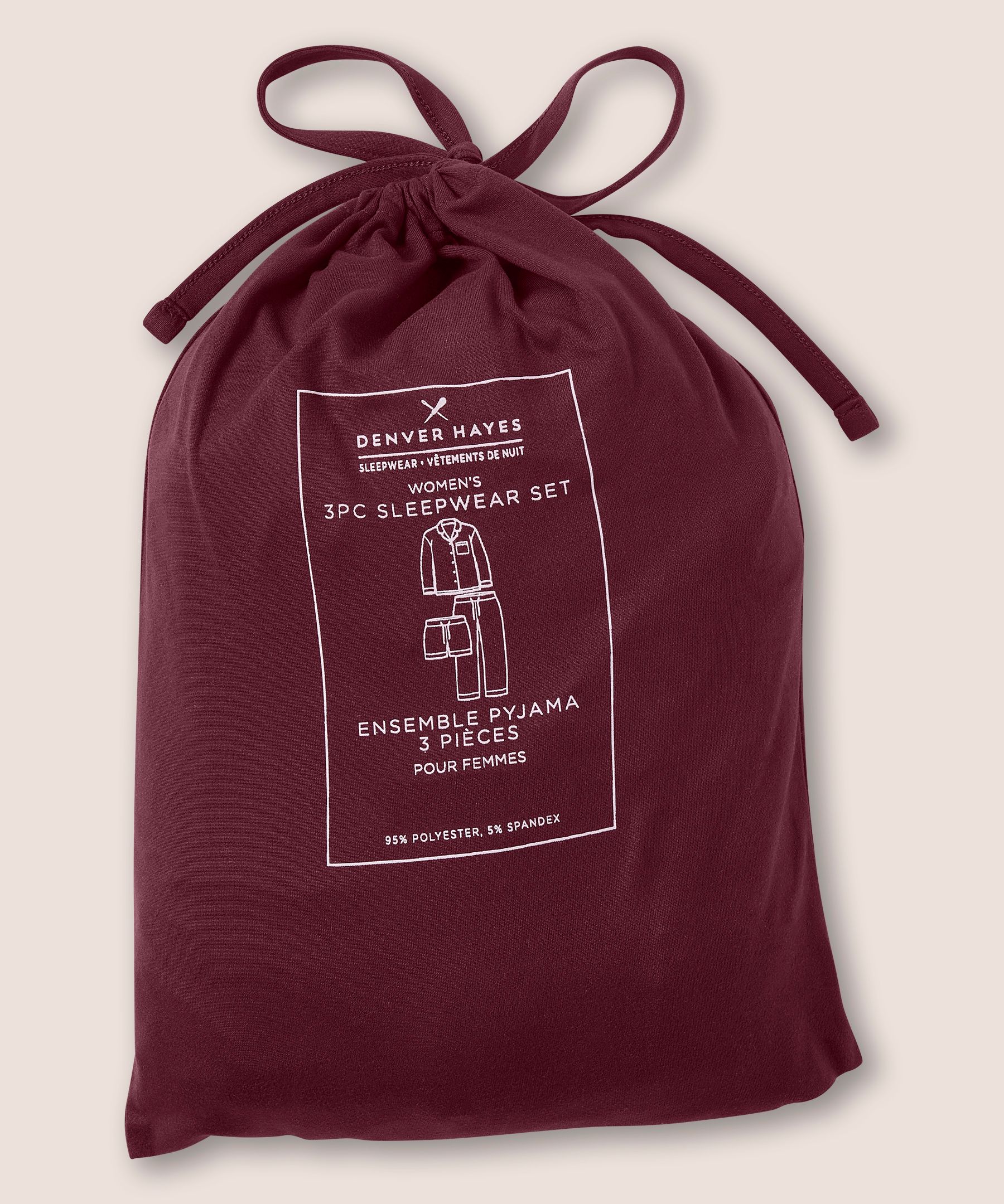 Ensemble de pyjama 3&nbsp;pièces pour femmes, Denver Hayes