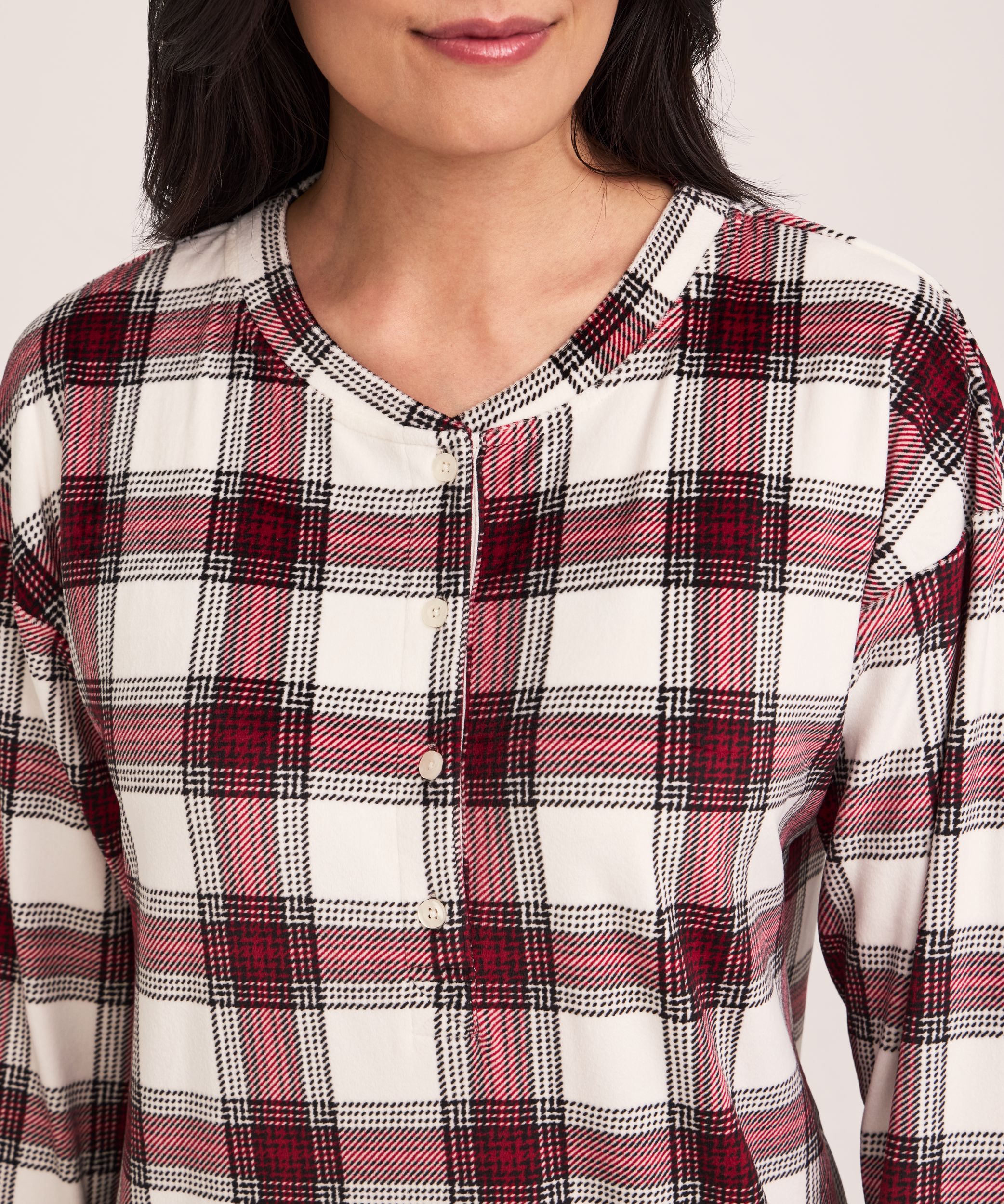 Chemise de nuit Henley en micropeluche brossée pour femmes, Denver Hayes