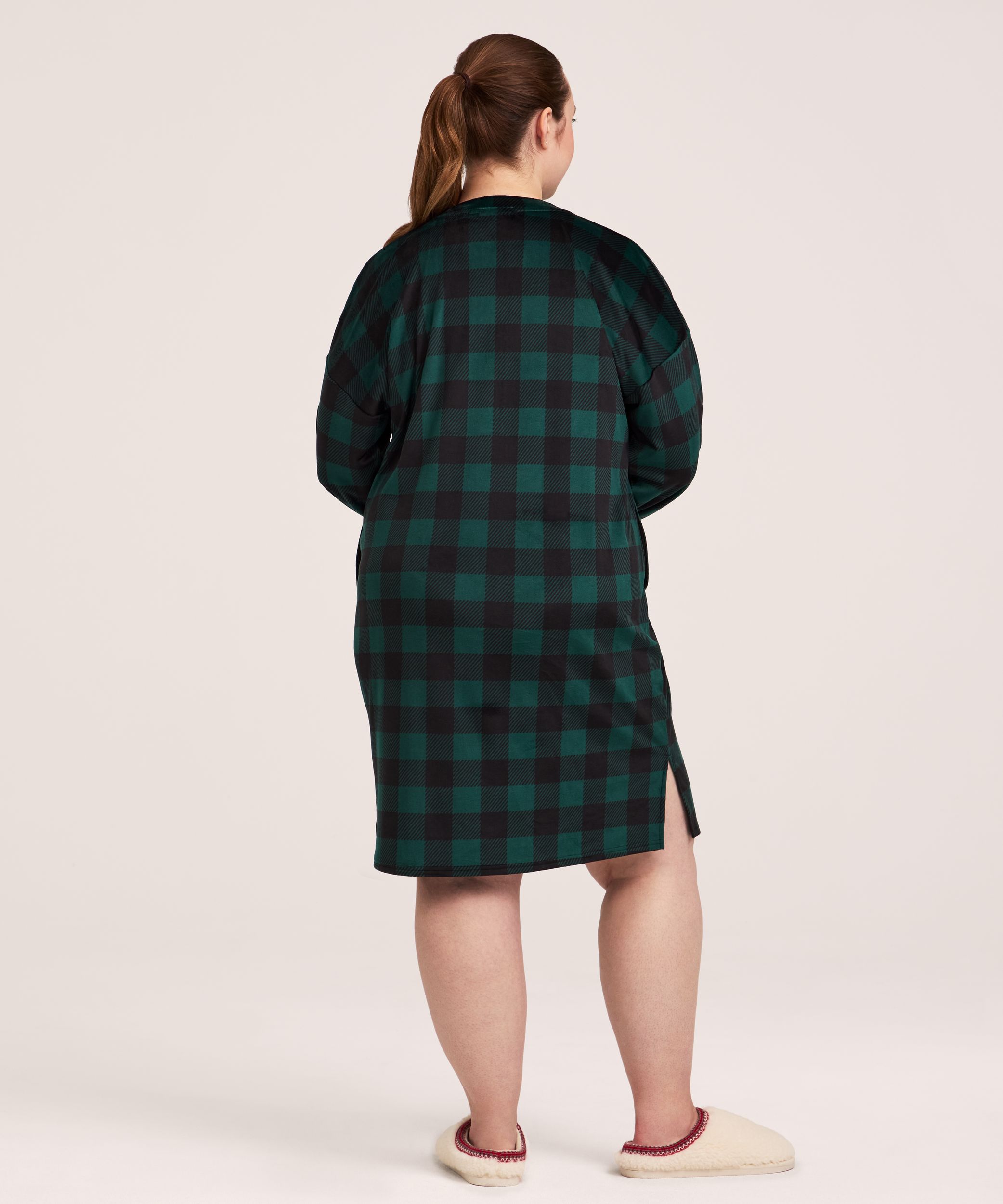 Chemise de nuit Henley en micropeluche brossée pour femmes, Denver Hayes