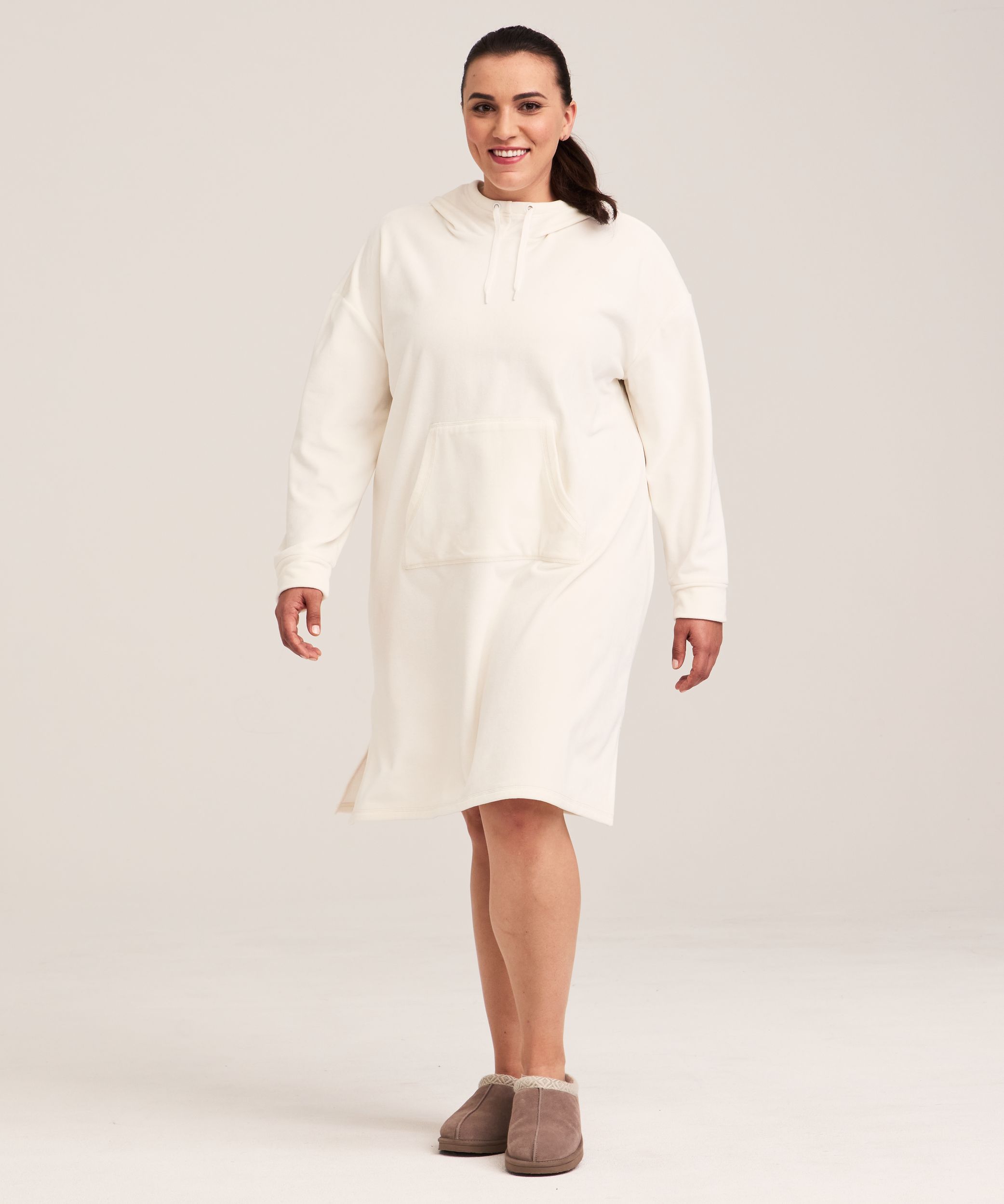 Chemise de nuit à capuche en velours pelucheux, Denver Hayes