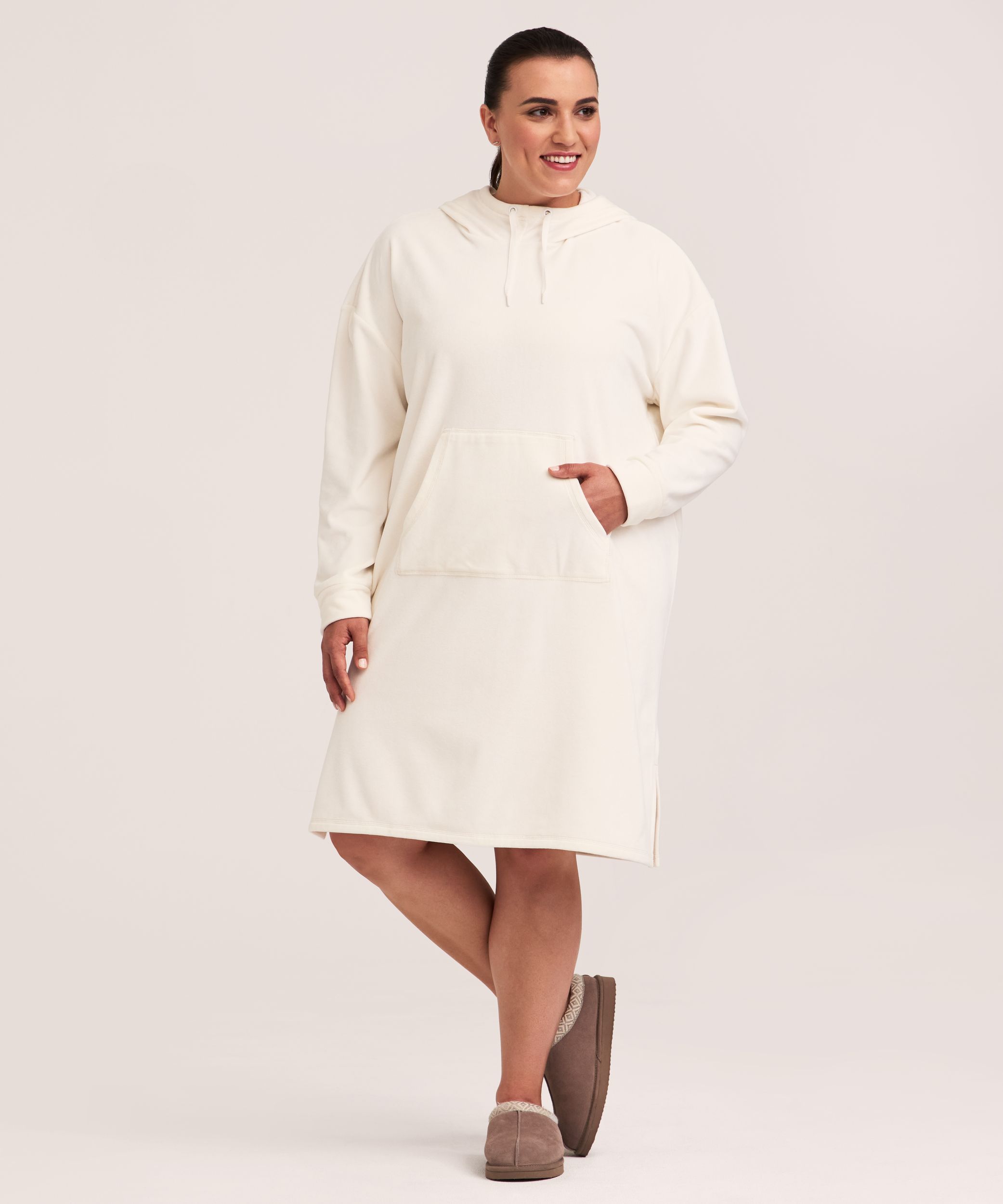 Chemise de nuit à capuche en velours pelucheux, Denver Hayes