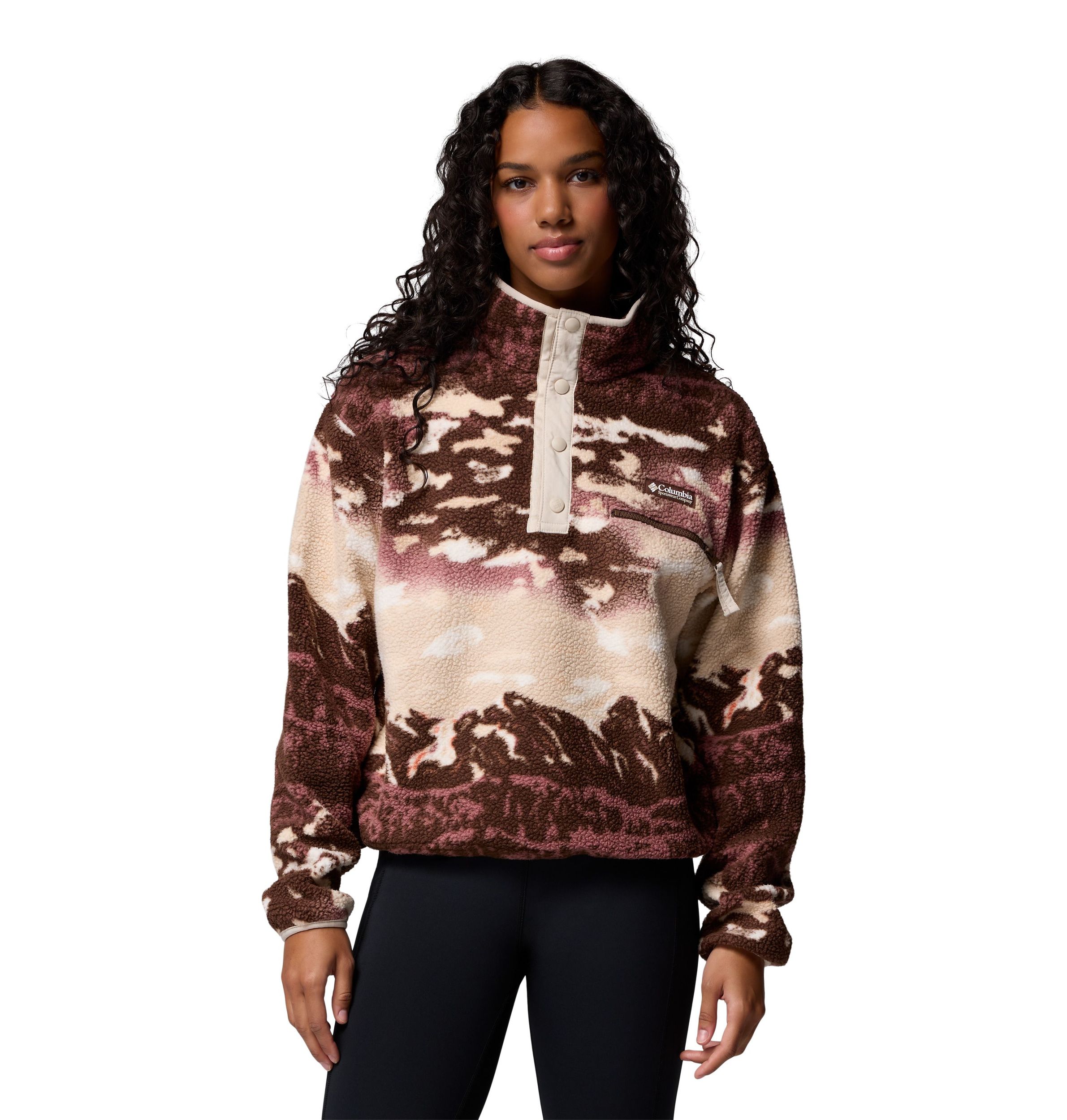 Columbia Women's Helvetia II Printed Half Snap Cropped Fleece Pullover
