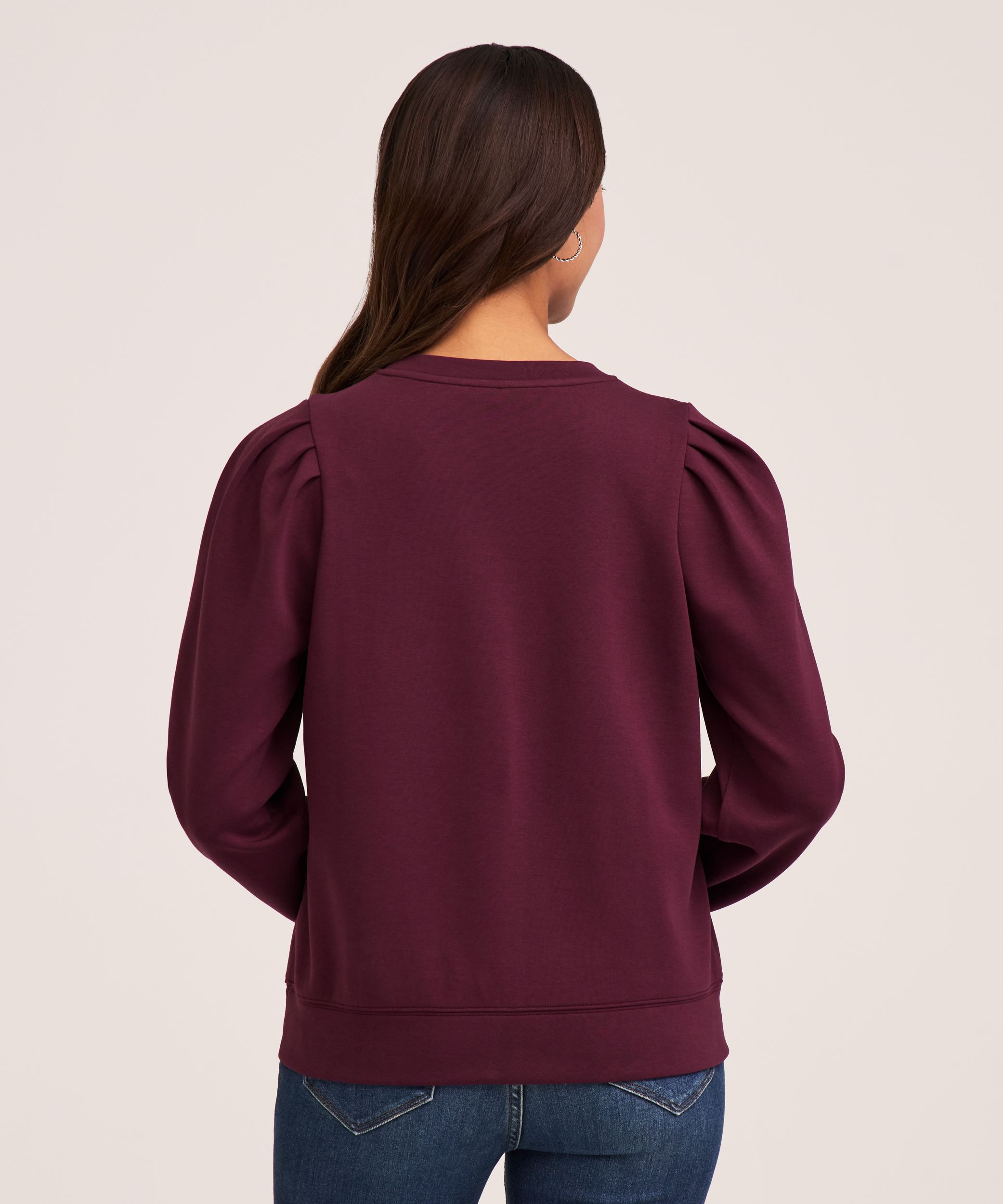 Denver Hayes Women's Puff Sleeve French Terry Popover Shirt