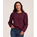 Denver Hayes Women's Puff Sleeve French Terry Popover Shirt Front_Flat