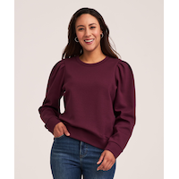 Chandail à enfiler en bouclette avec manches bouffantes pour femmes, Denver Hayes Front_Flat