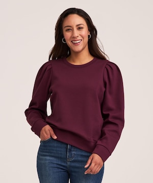 Denver Hayes Women's Puff Sleeve French Terry Popover Shirt