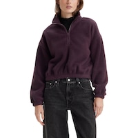 Levi's Women's Delta 1/4 Zip Sherpa Fleece Pullover Front_Flat
