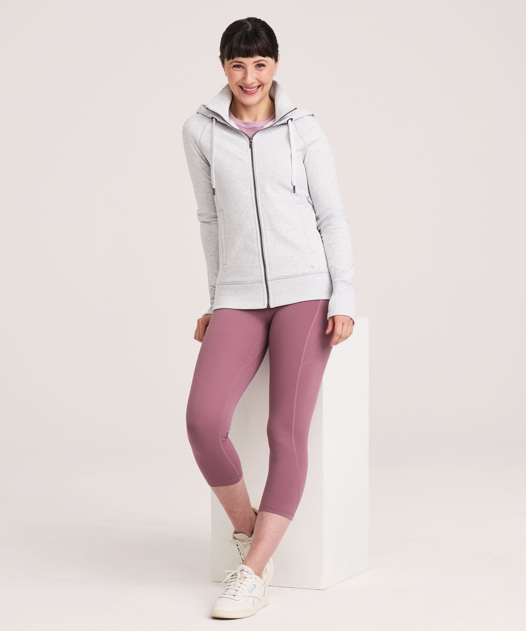 Chandail à capuche ajusté en molleton avec fermeture à glissière pour femmes, Shambhala