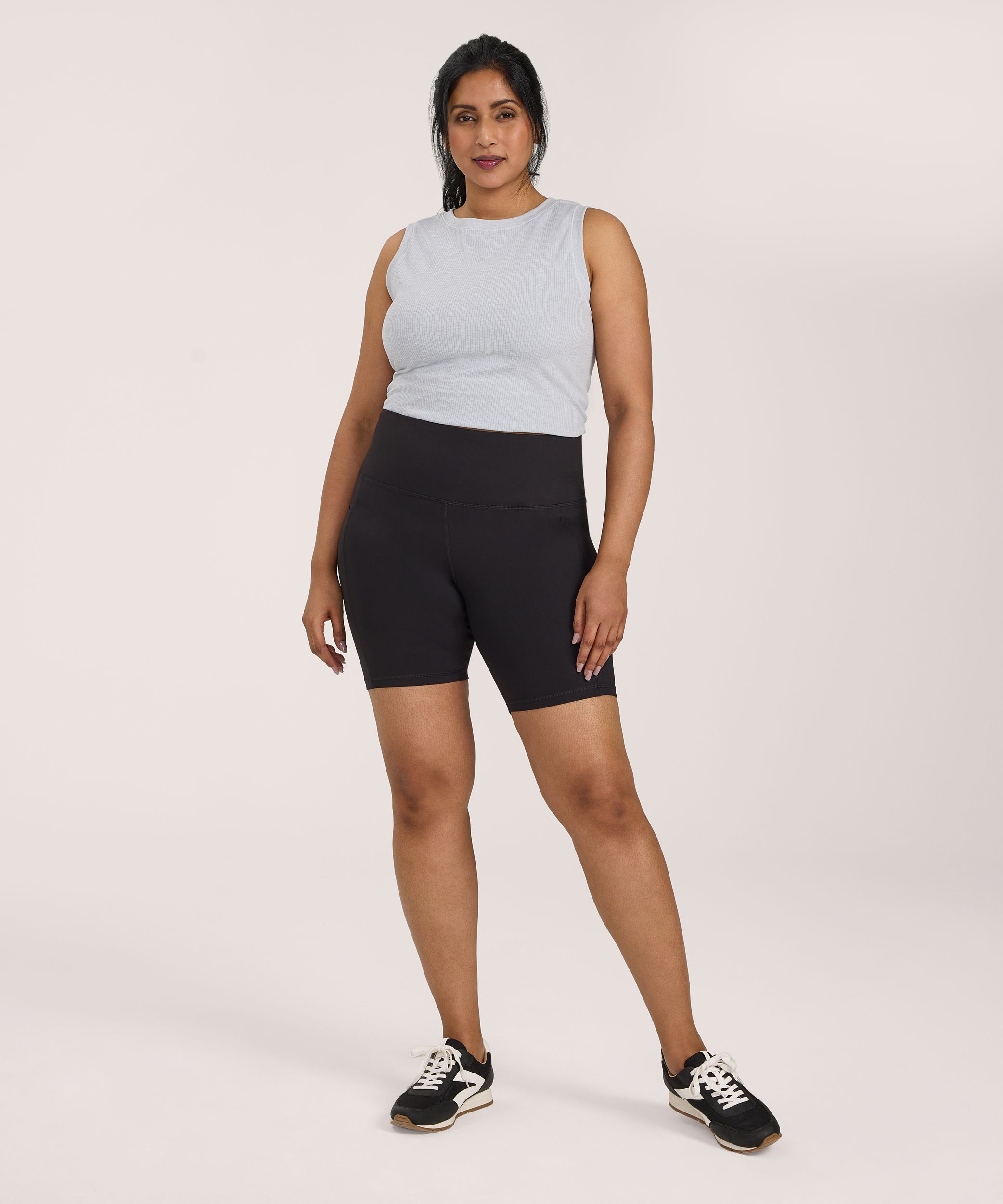 Shambhala Women's Live-In Comfort High Rise Bike Shorts with Pocket