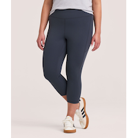 Shambhala Women's Live-In Comfort High Rise Crop Leggings with Pocket Front_Flat
