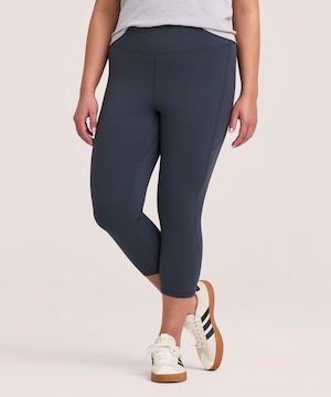 ShambhalaWomen's Live-In Comfort High Rise Crop Leggings with Pocket