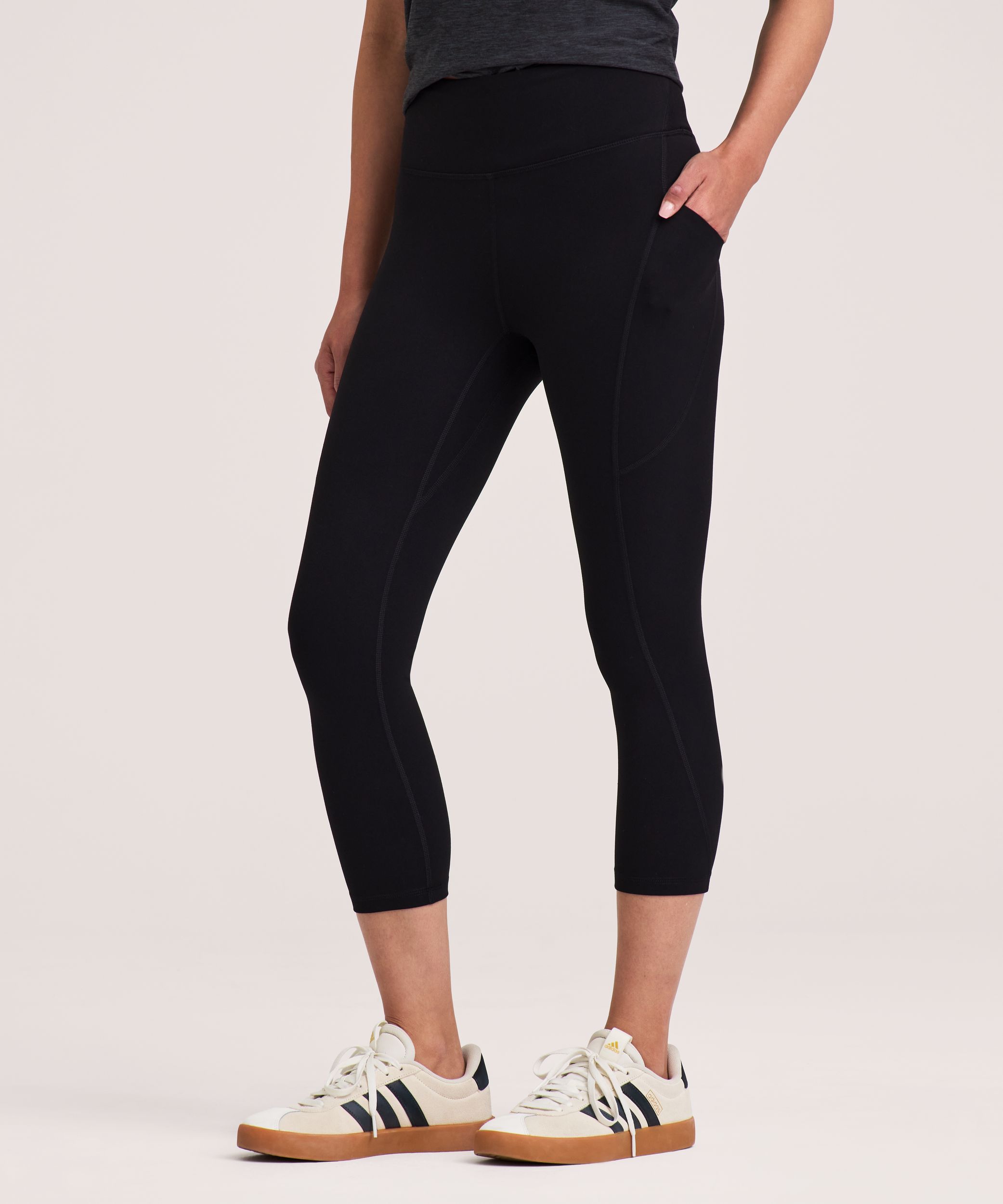 Shambhala Women's Live-In Comfort High Rise Crop Leggings with Pocket