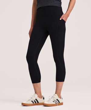 Shambhala Women's Live-In Comfort High Rise Crop Leggings with Pocket