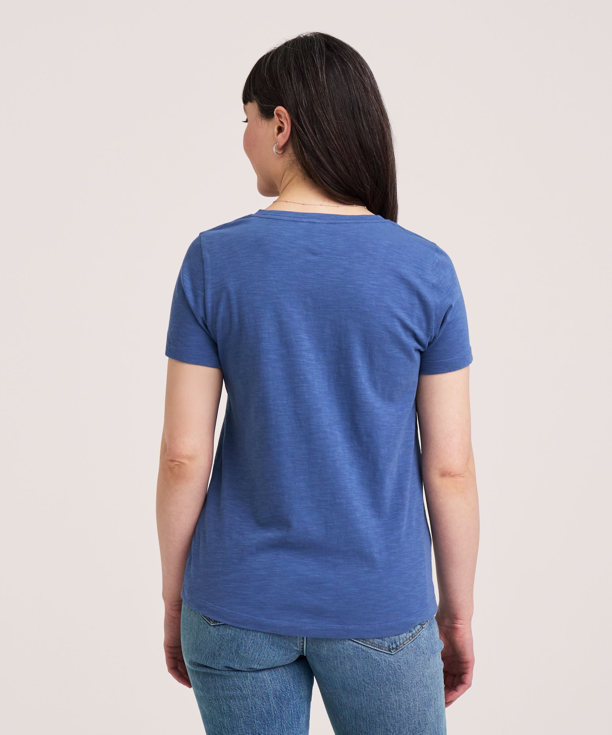 T-shirt en coton flammé à encolure en V et à manches courtes pour femmes, Denver Hayes