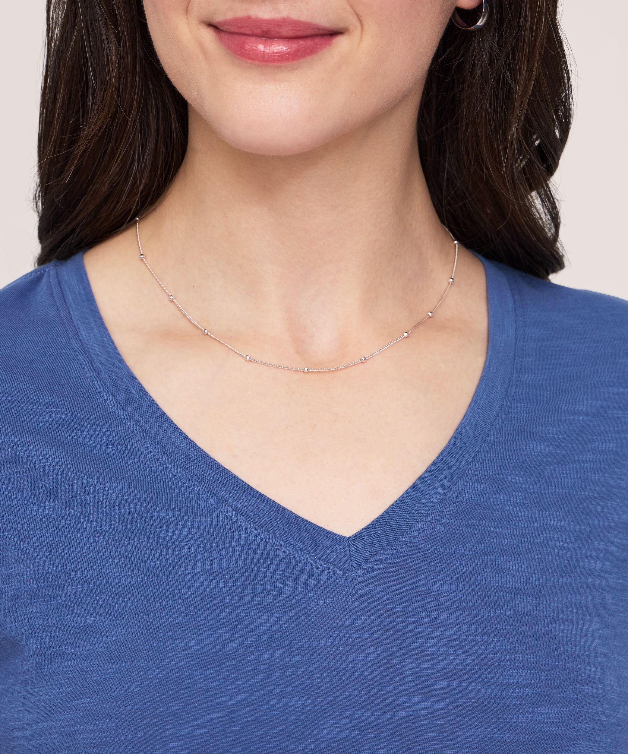 T-shirt en coton flammé à encolure en V et à manches courtes pour femmes, Denver Hayes