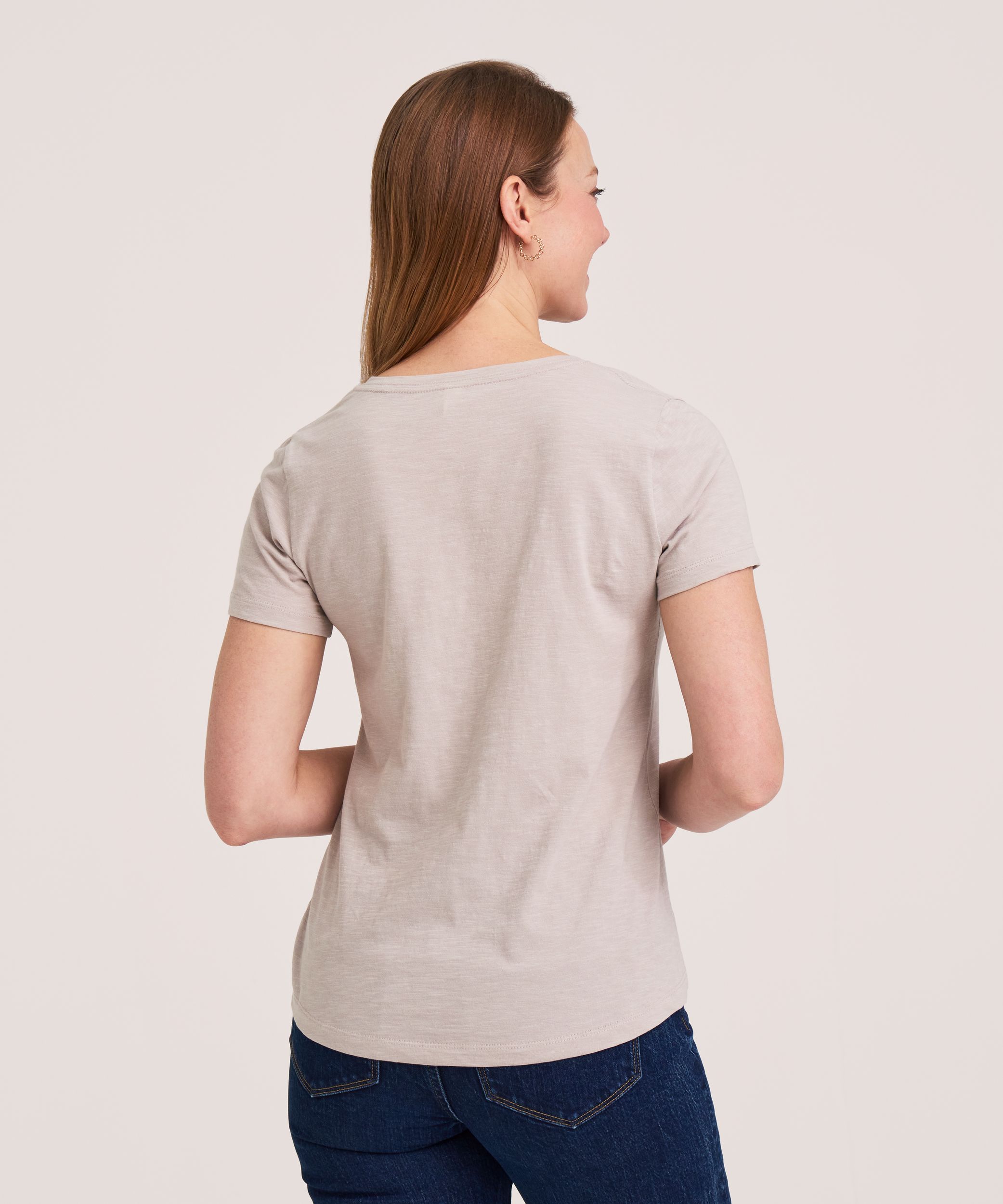 T-shirt en coton flammé à encolure en V et à manches courtes pour femmes, Denver Hayes