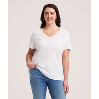 Denver Hayes Women's Short Sleeve V-Neck Cotton Slub T-Shirt