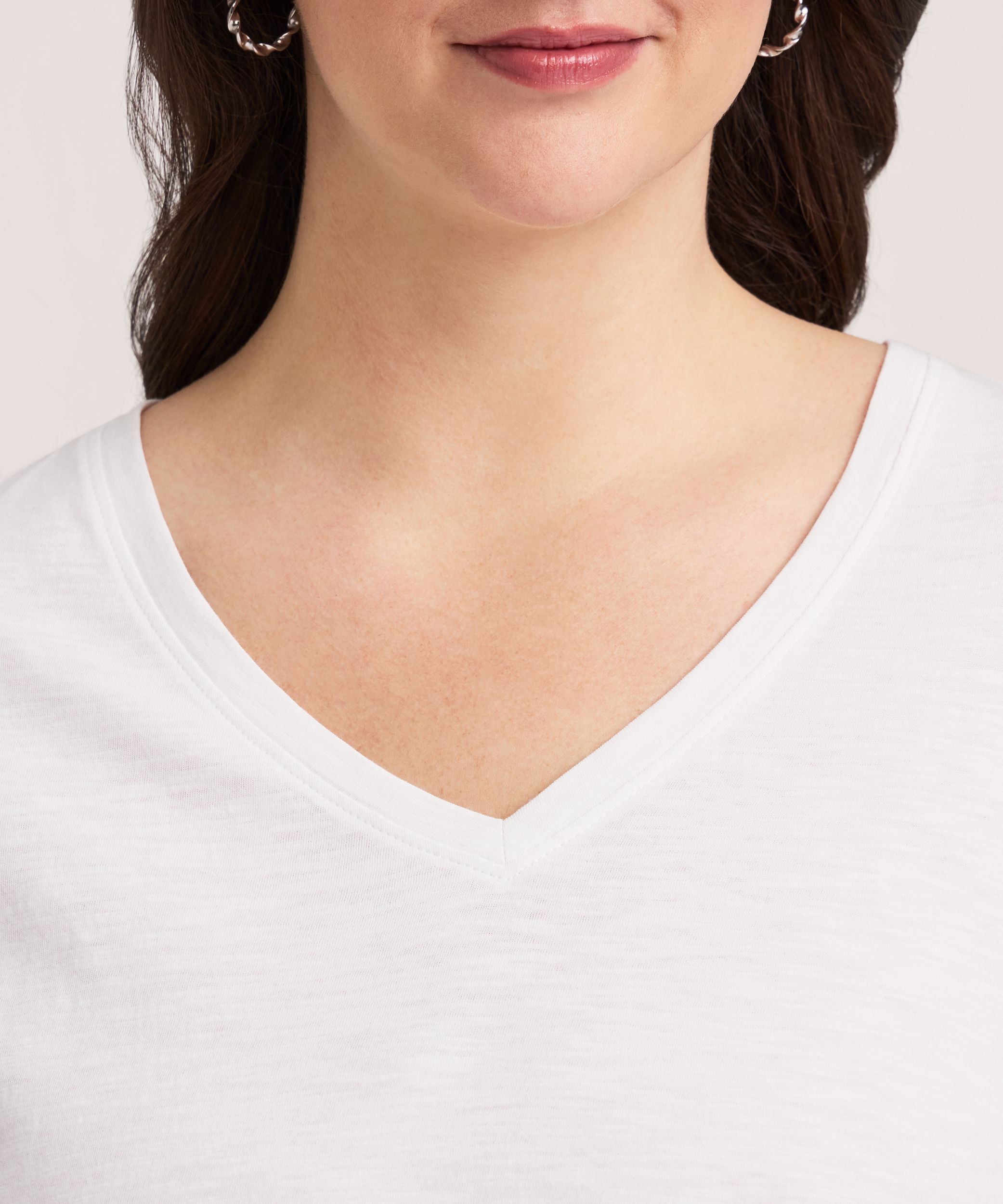 Denver Hayes Women's Short Sleeve V-Neck Cotton Slub T-Shirt