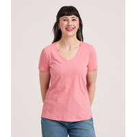 Denver Hayes Women's Short Sleeve V-Neck Cotton Slub T-Shirt
