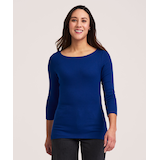 Denver Hayes Women's 3/4 Sleeve Slim Fit Boatneck Shirt Front_Flat