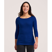 Denver Hayes Women's 3/4 Sleeve Slim Fit Boatneck Shirt Front_Flat